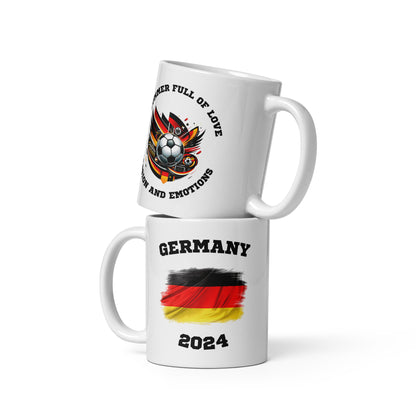 Deutschland 1 | Tasse mit Fußball-Motiv | glänzende weiße Tasse | einzigartiges Fußball-Fan-Geschenk